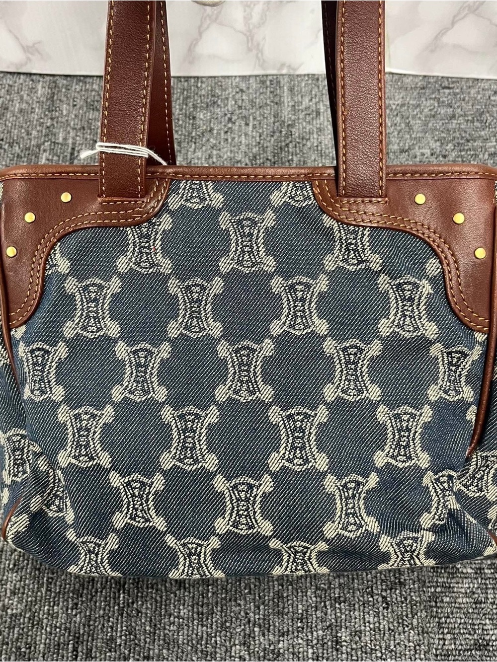Celine blue denim macadam canvas small tote bag - Picture 5 of 9